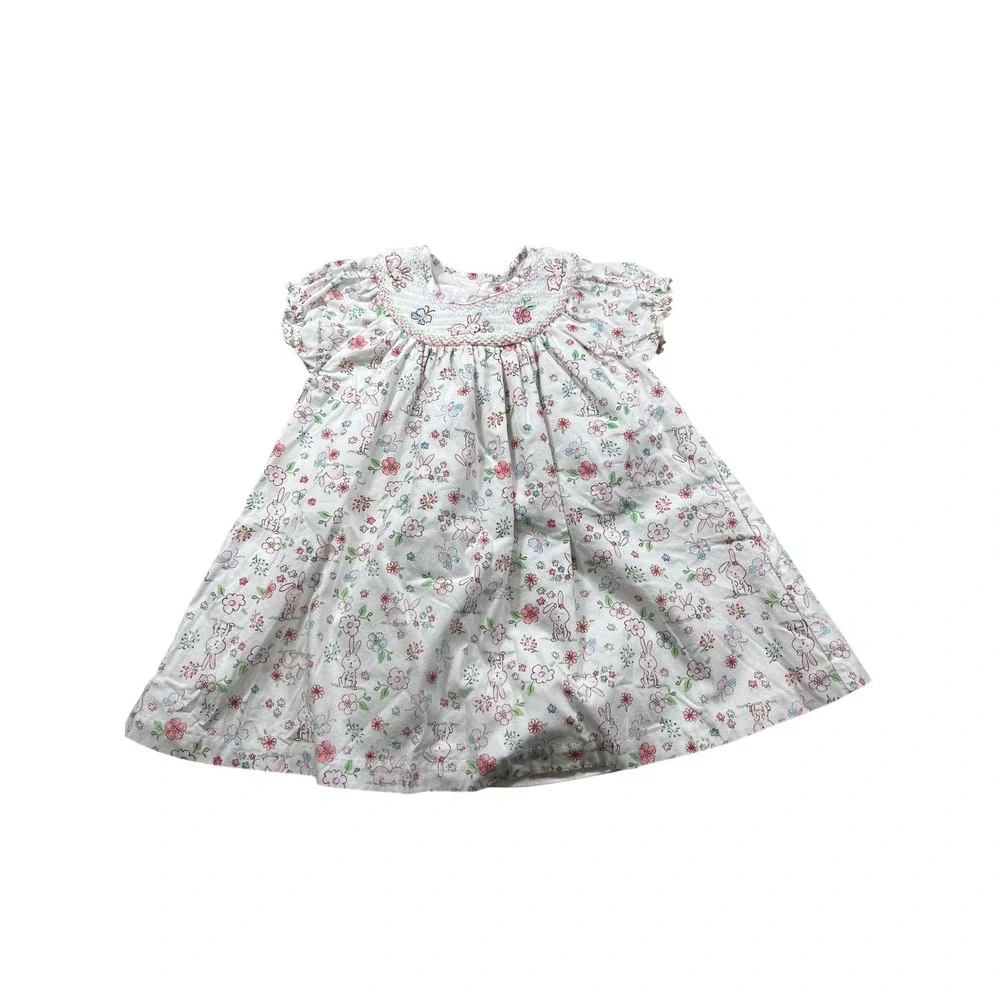 Bonnie Baby Infant Dress Bloomers Set 24M Bunny Floral Smocked Easter NWOT
